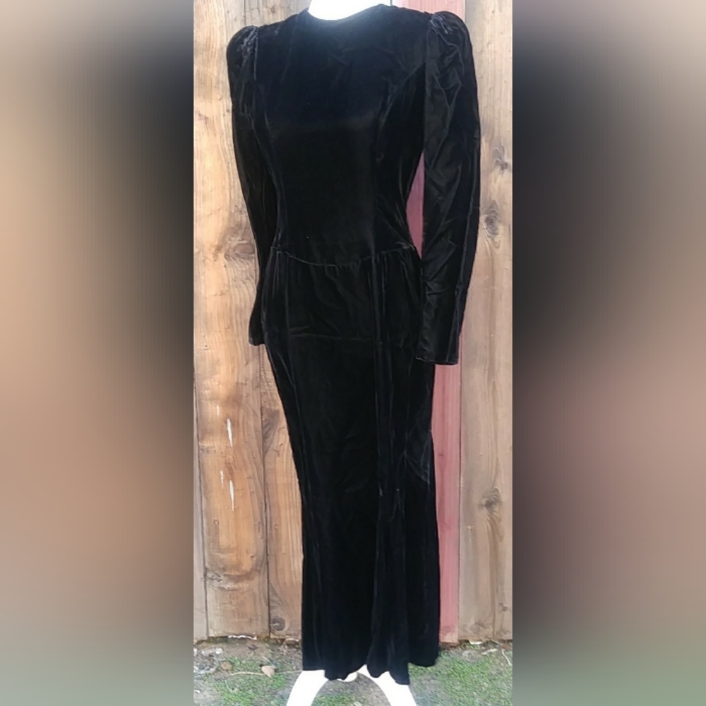 Vintage Jessica McClintock black velvet dress - Picture 4 of 6